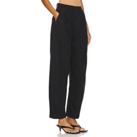 Agolde Women's Black Balloon Pleated High Rise Danika Chino Pants Size 30 NWOT - Picture 5 of 11